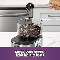 Vista 5 de Mr. Coffee Molinillo de Café con Rebaba Molinillo Automático con 18 Ajustes Preestablecidos para Prensa Francesa, Goteo y Espresso Capacidad de 18