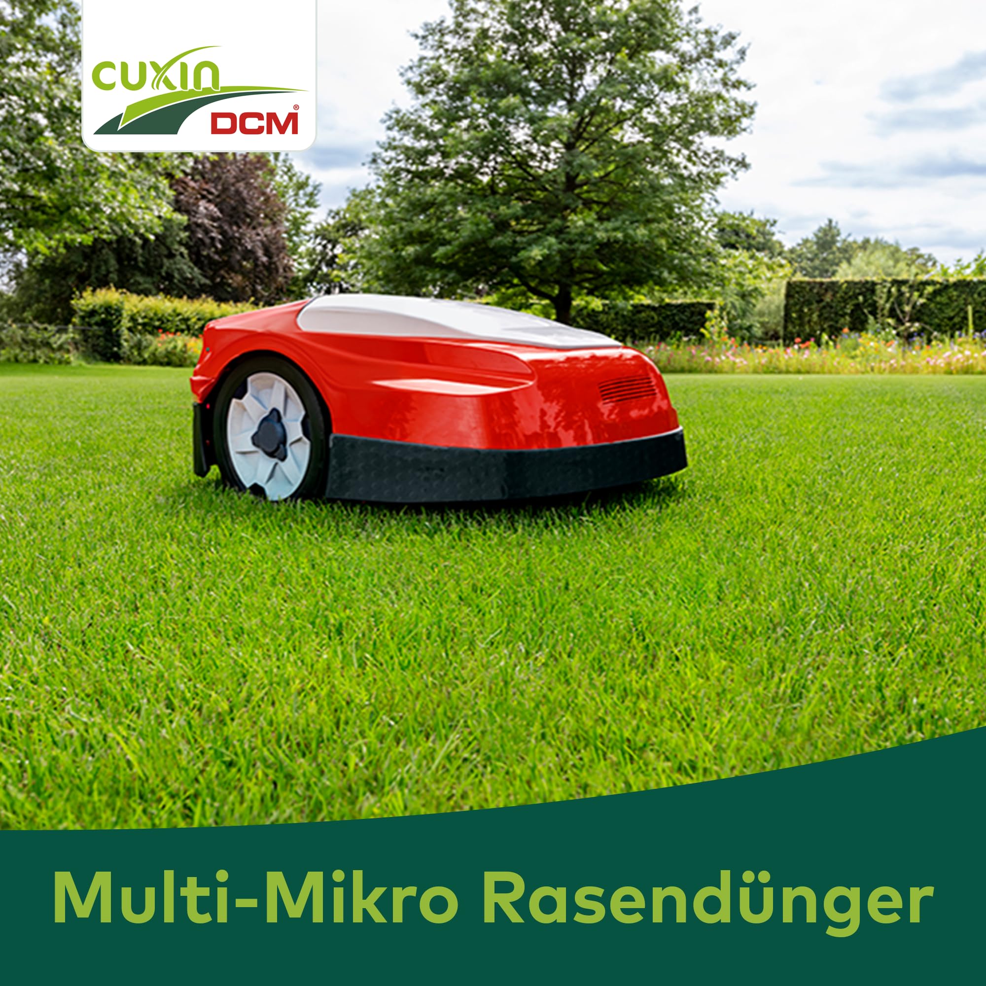 CUXIN DCM Multi-mikro nawóz do trawnika – długoterminowy nawóz do trawnika – w technologii MINIGRAN® – robot koszący – organiczno-mineralny nawóz NPK – 20 kg na 250 m²
