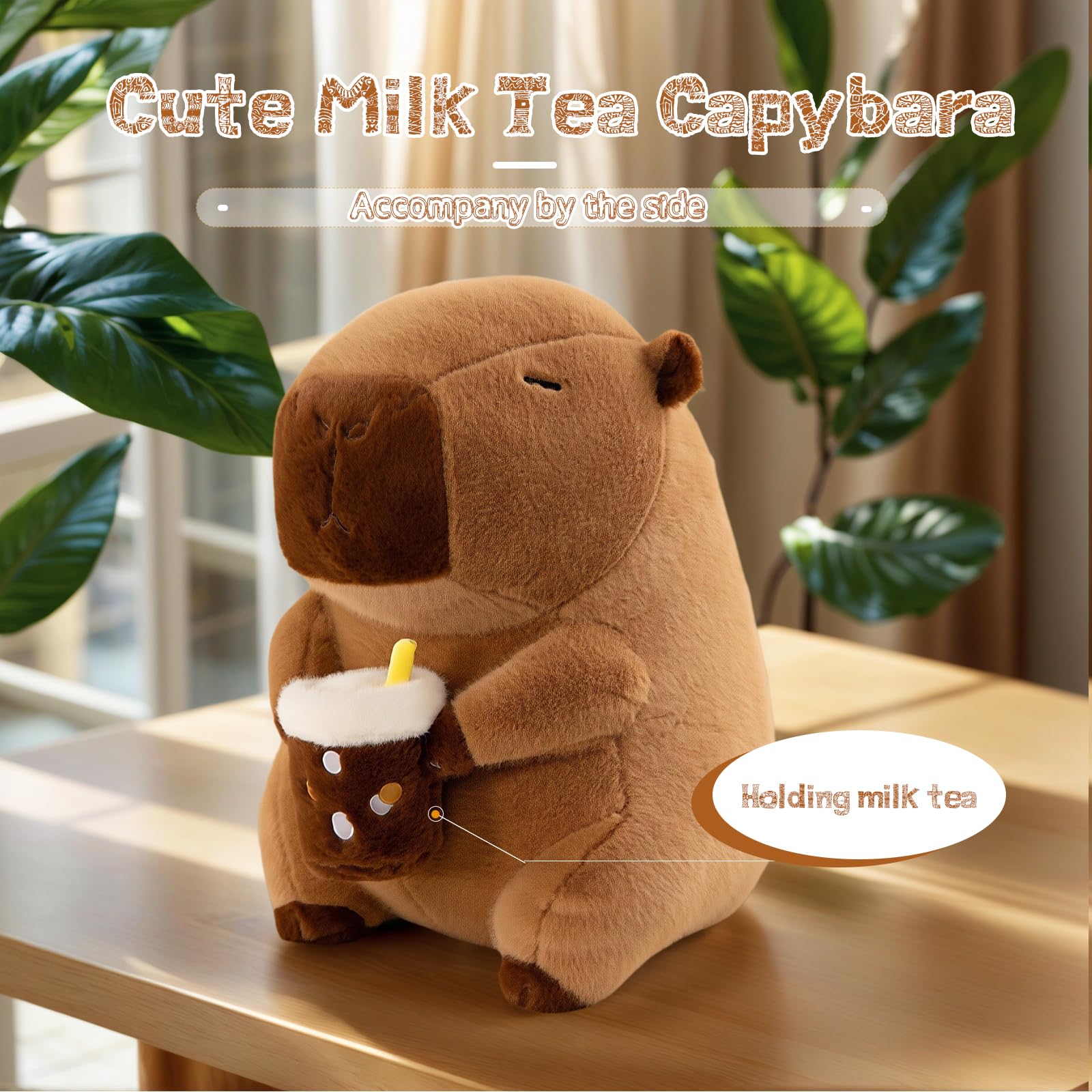 NXNYNZ 12 Inch Cute Capybara Plush Kawaii Soft Capybara Plush Doll Pillow with Bread Capybara Stuffed Aniamls Toys for Girls Children Adults Birthdays Valentines Gift (): Capybara With Milk Tea