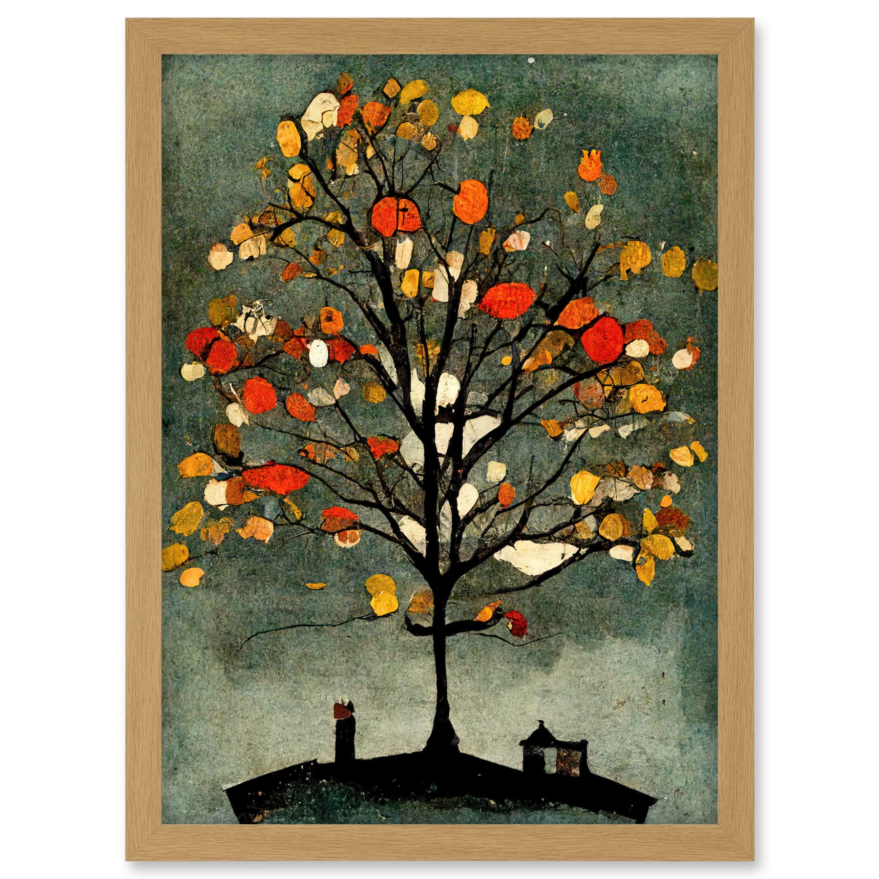 Doppelganger33 LTD Quirky Abstract Autumn Tree Artwork Framed A3 Wall Art Print
