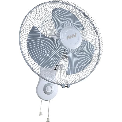 NW Volvo Electric 400 MM Wall Mount Fan | 2100 RPM | Wall Fan For Kitchen & Home | Smooth Oscillation | 100% Copper Motor | High Air Delivery | 3-Speed Control | Rust Free (White With Gray)