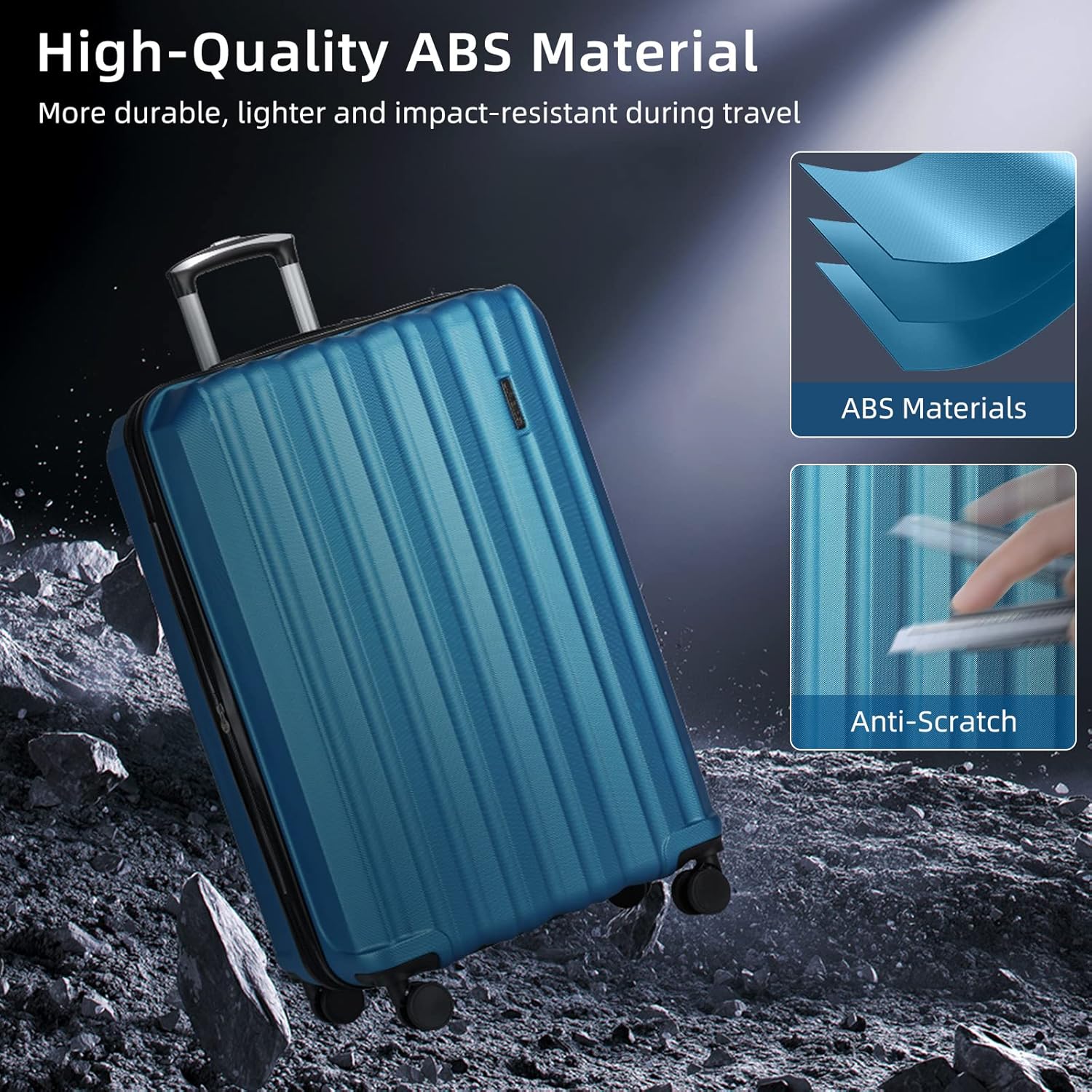 review LARVENDER Luggage Sets 6 Piece, Hardside Expandable Luggage Carry on Suitcase Sets with Spinner Wheels, Lightweight Travel Luggage Sets Clearance with Cosmetic Cases, Aqua Blue (12/14/18/20/24/28)