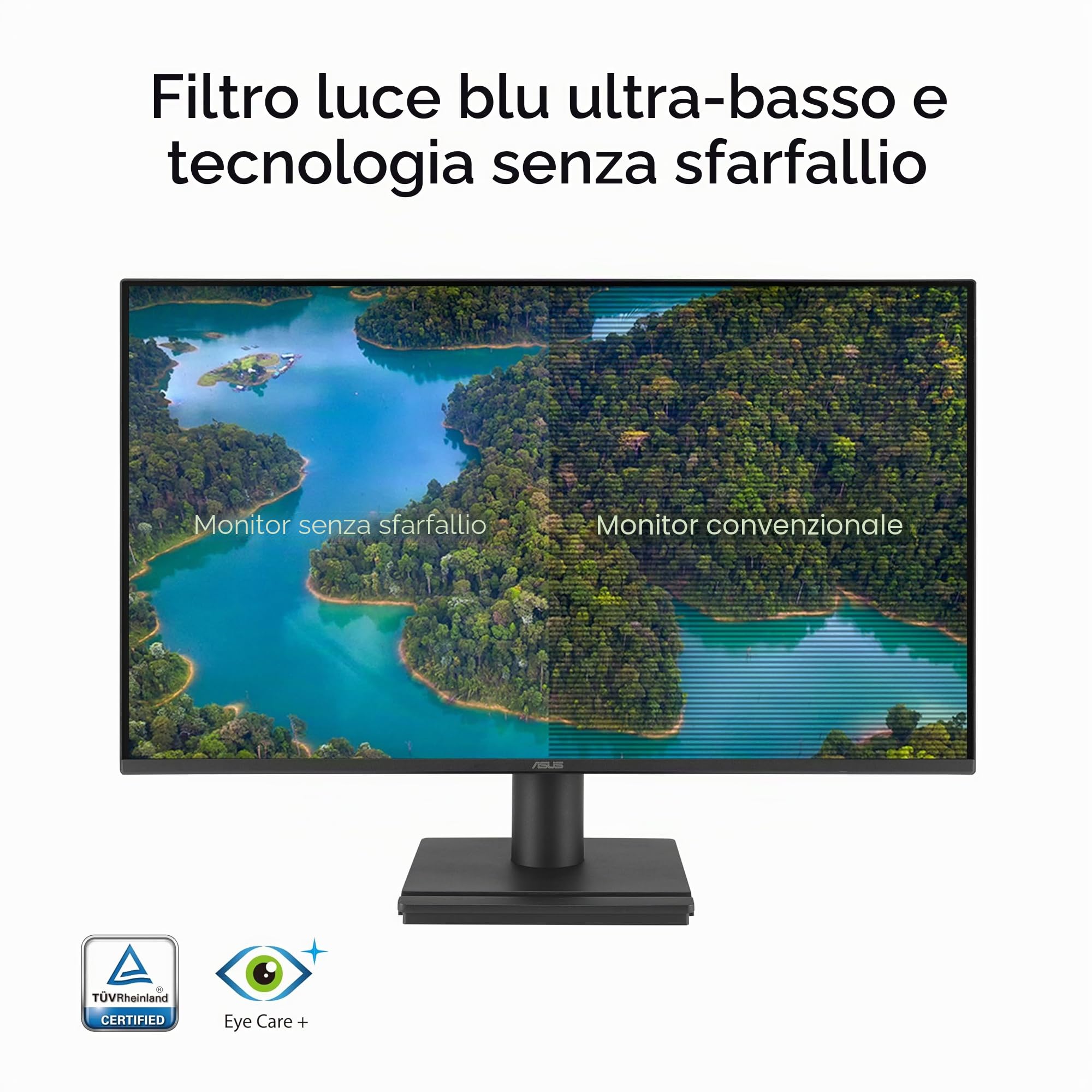 ASUS VA259HGA Eye Care, Monitor da 24,5", Full HD IPS (1920x1080), 1ms MPRT, 120Hz, Senza Cornice, Porte HDMI e VGA, Low Blue Light, Tecnologia Flicker Free, Adaptive-Sync, Montabile a Parete, Nero