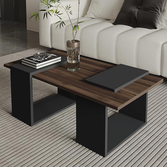 Matris Modern Orta Sehpa – Geometrik Tasarım ve Şık Detaylar, Ceviz/Antrasit
