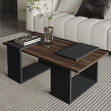 Matris Modern Orta Sehpa – Geometrik Tasarım ve Şık Detaylar, Ceviz/Antrasit