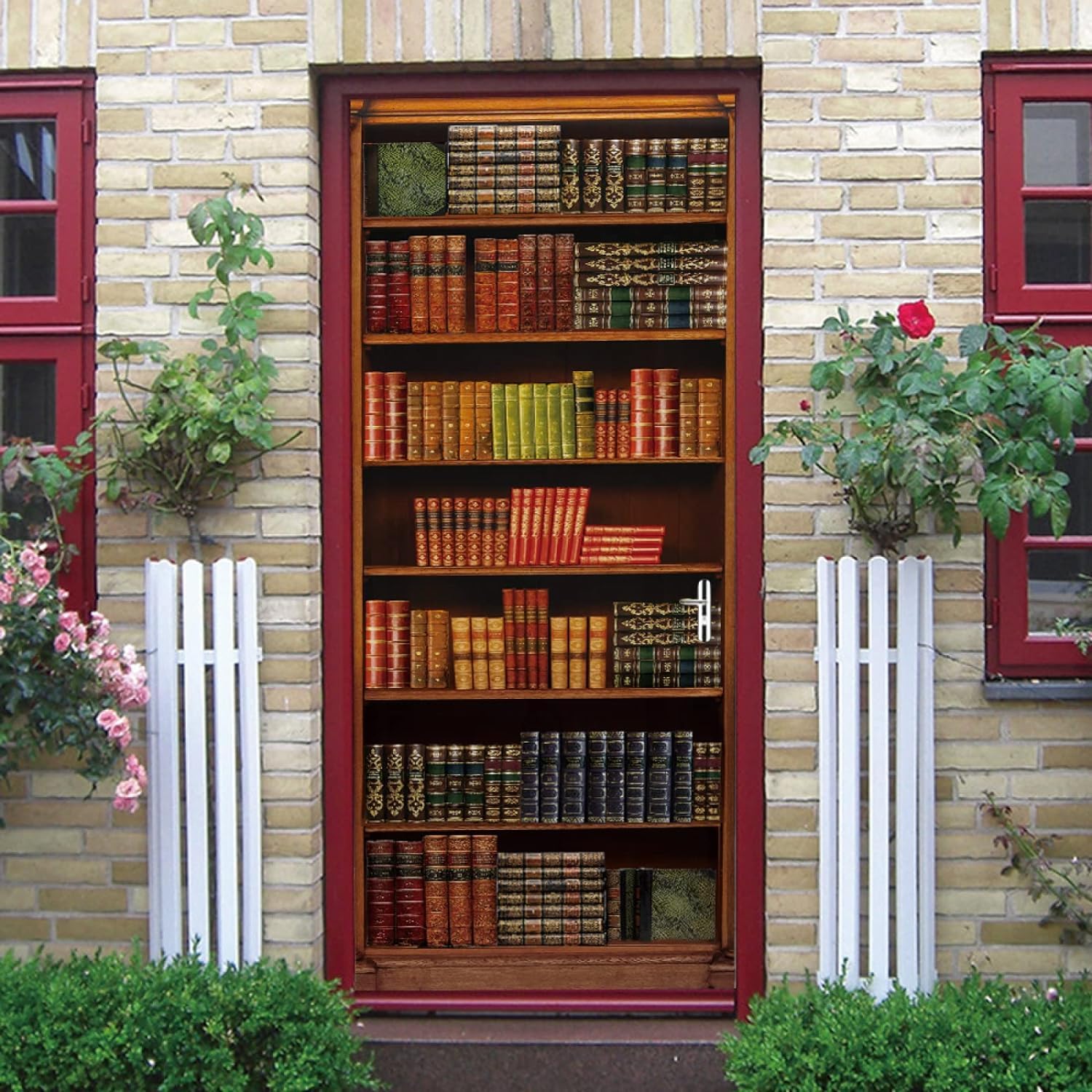 Sticker Porte Bibliothèque Papier Peint Porte Bibliothèque Rétro