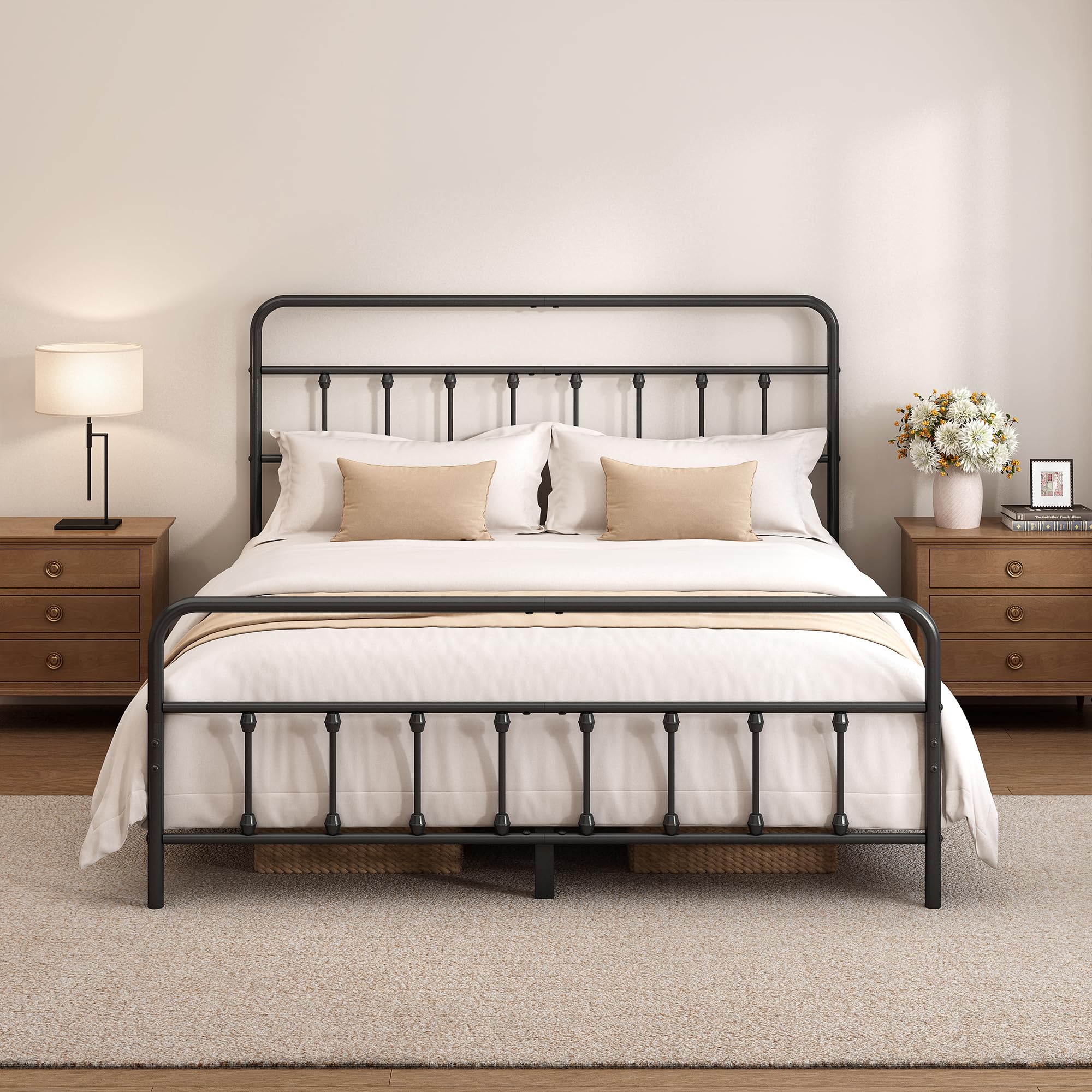 View 1 of ***FACTORY SEALED***Chroark Full Size Metal Bed Frame with Headboard and Footboard, Black