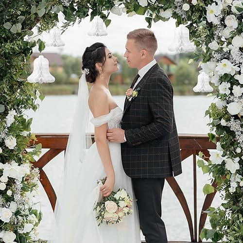 Miniatura 6 de 24 campanas de boda de papel blancas colgantes grandes para novia, campanas de boda para ceremonias, baby showers, suministros de decoración de