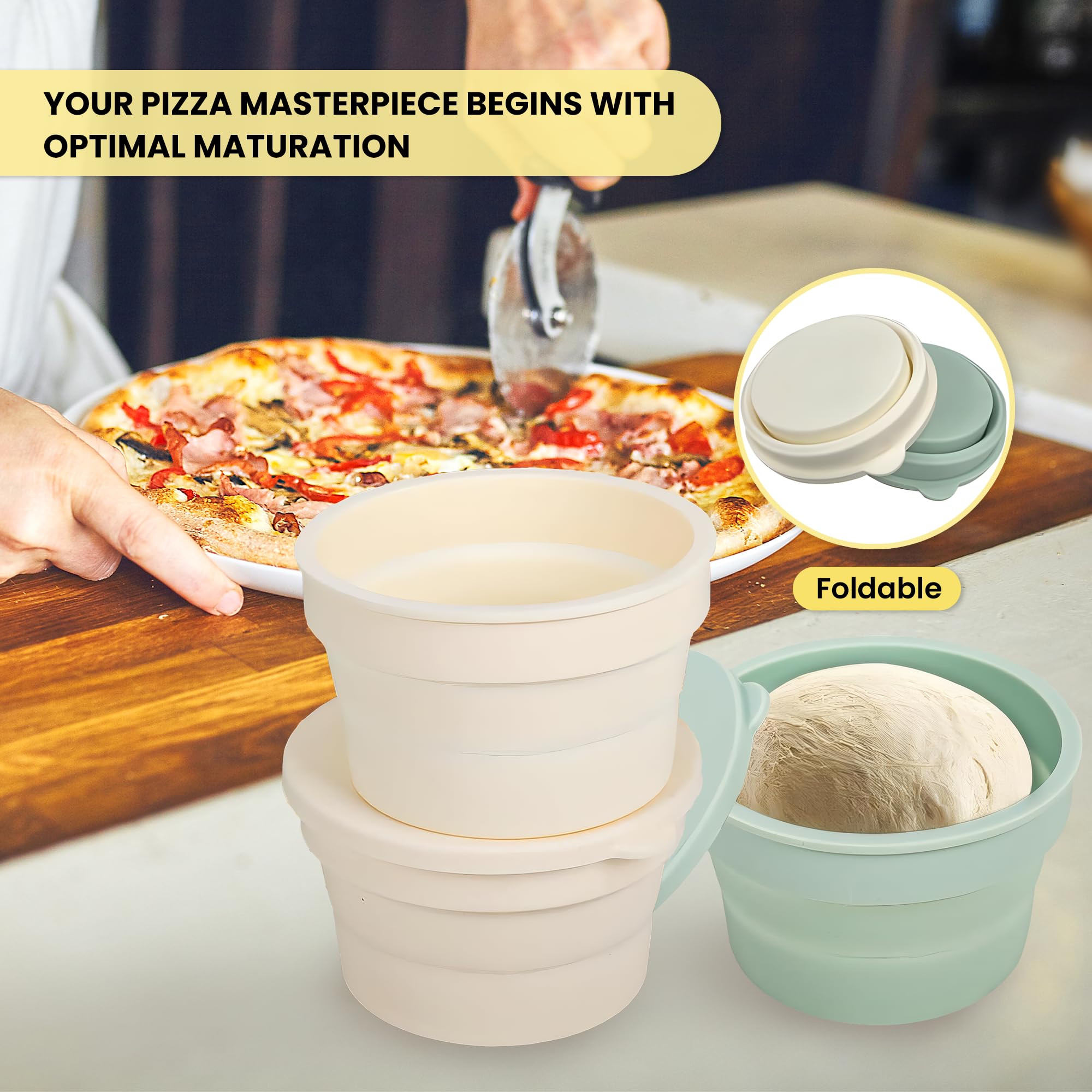 6 Stück pizzaballenbox mit deckel，gärbox，pizzateig，pizzateig box mit deckel，pizzaboxen teig，pizza teig，pizzabox