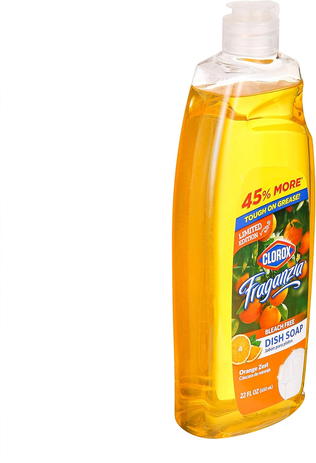 Clorox Fraganzia Liquid Dish Soap | Smells Great and Cuts Through Tough Grease FAST | Quick Rinsing formula Washes Away Dirt | A Powerful Clean You Can Trust, Orange Zest Scent, 22 Ounces : Health & Household