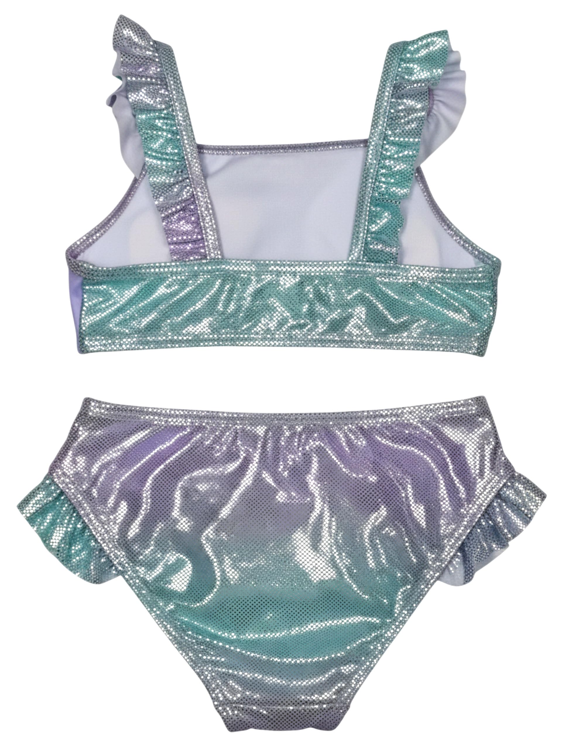 Disney - Bikini con volant per bambine "La regina di ghiaccio", Elsa Frozen per bambini, costume da bagno in due pezzi, colore: Viola