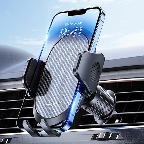Miracase Phone Holders for Your Car â€¢ with Newest Metal Hook Clip â€¢ Air Vent Cell Phone Car Mount â€¢ Hands Free Universal Automobile Cradle â€¢ Fit for iPhone Android and All Smartphones â€¢ Dark Black