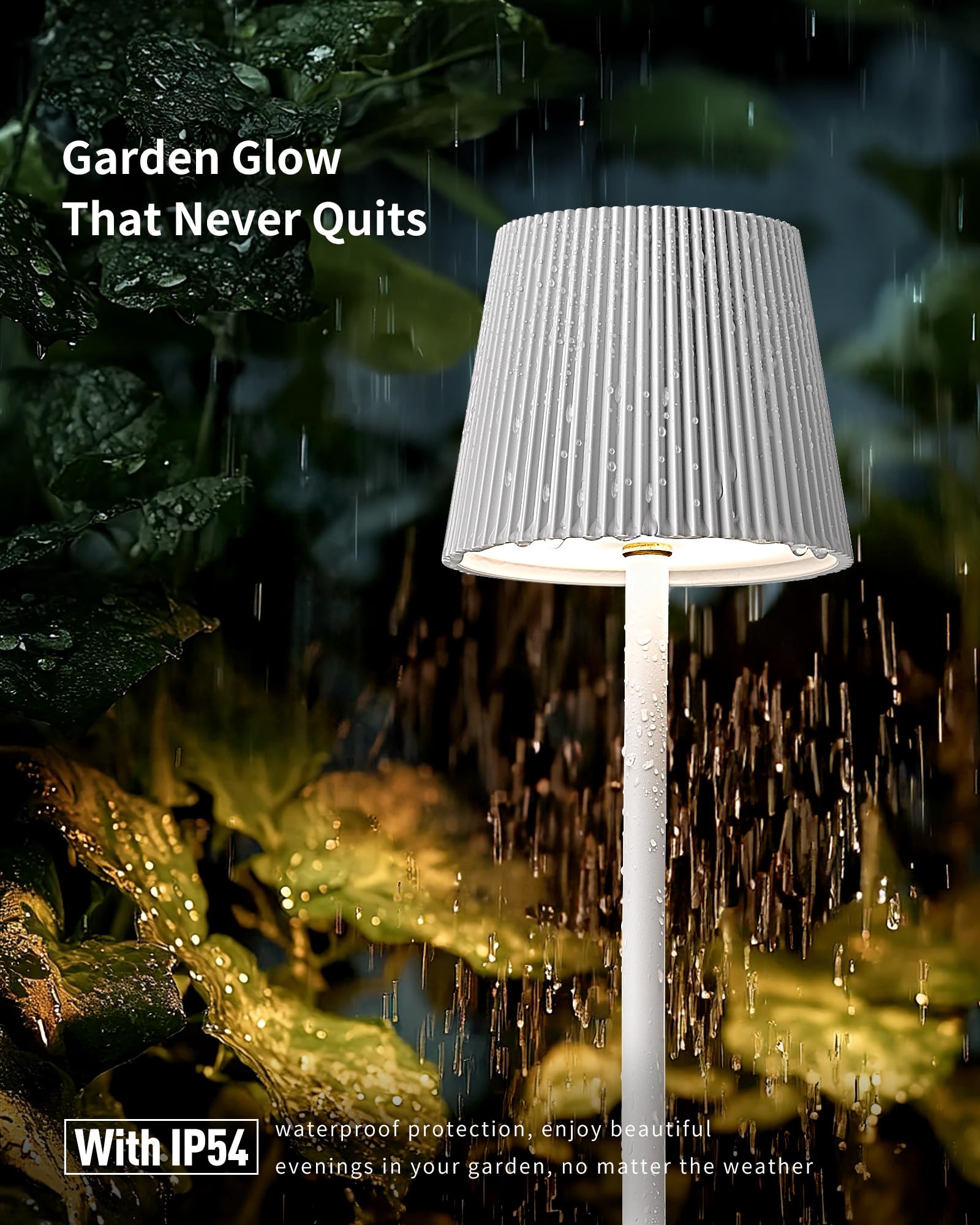 Lampes de Table Sans Fil LED 5200mAh, IP54 Étanche, Lampes de Chevet Rechargeables Dimmables, 3 Températures de Couleur, Longue Autonomie, Chambre, Salon, Jardin, Terrasse, 2 Pièces