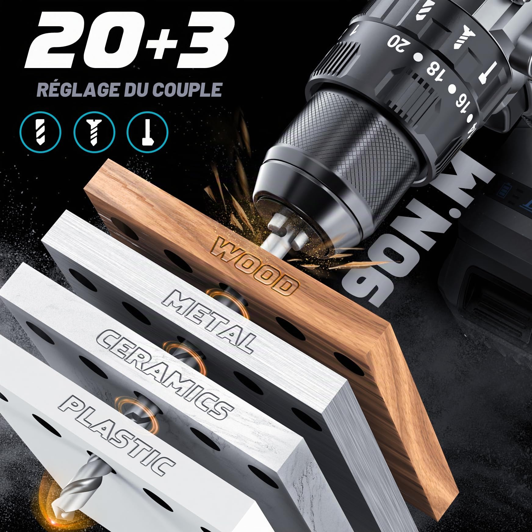 90Nm Perceuse Visseuse Sans fil Compatible avec Batteries Makita 18V