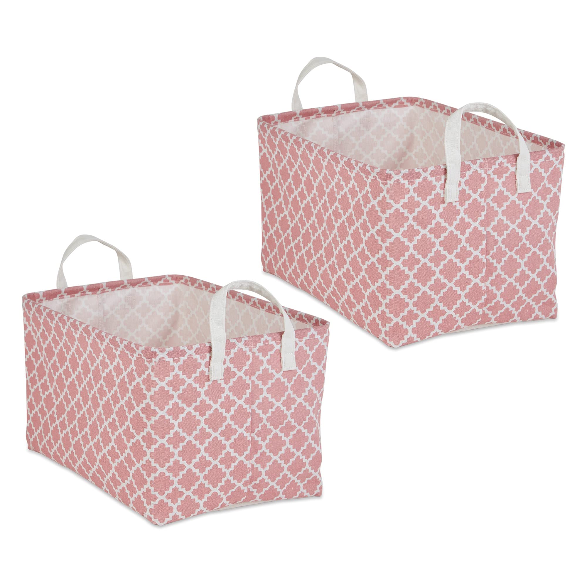 Dii Rose Lattice Laundry Storage Collection, Pe Coated Collapsible Bin With Handles, Extra-Large Set, 12.5X17.5x10.5