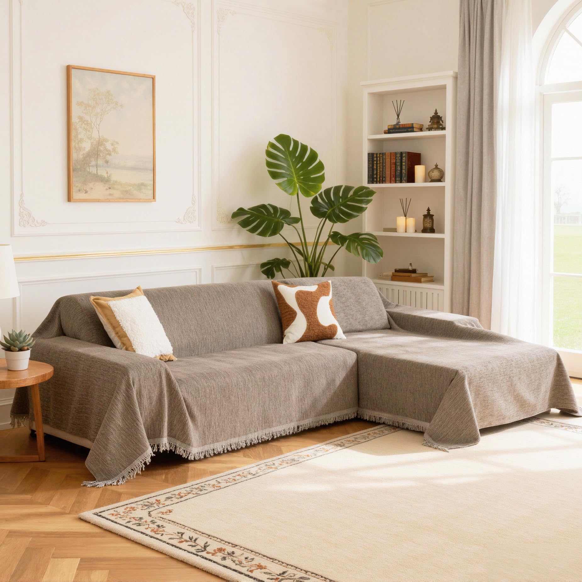 MEETSKY 2-Piece Chenille Sectional Covers