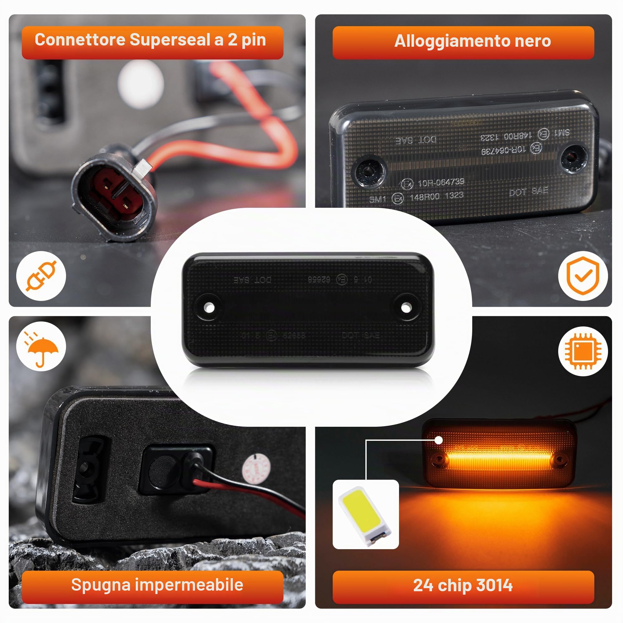 6 Pezzi Indicatore Direzione Laterale LED per F.iat Ducato 250 290 | Citr0en Jumper Peuge0t Boxer 2006-2025, Frecce Laterali Ripetitore, 12-24V LED Blinker Side Marker Lente Fumé Plug Play