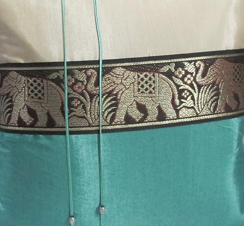 Miniatura 2 de 1 hermosa funda de cojín de elefante grande, hecha a mano de seda tailandesa y algodón para sofá, coche y sala de estar, tamaño 16 x 16 pulgadas