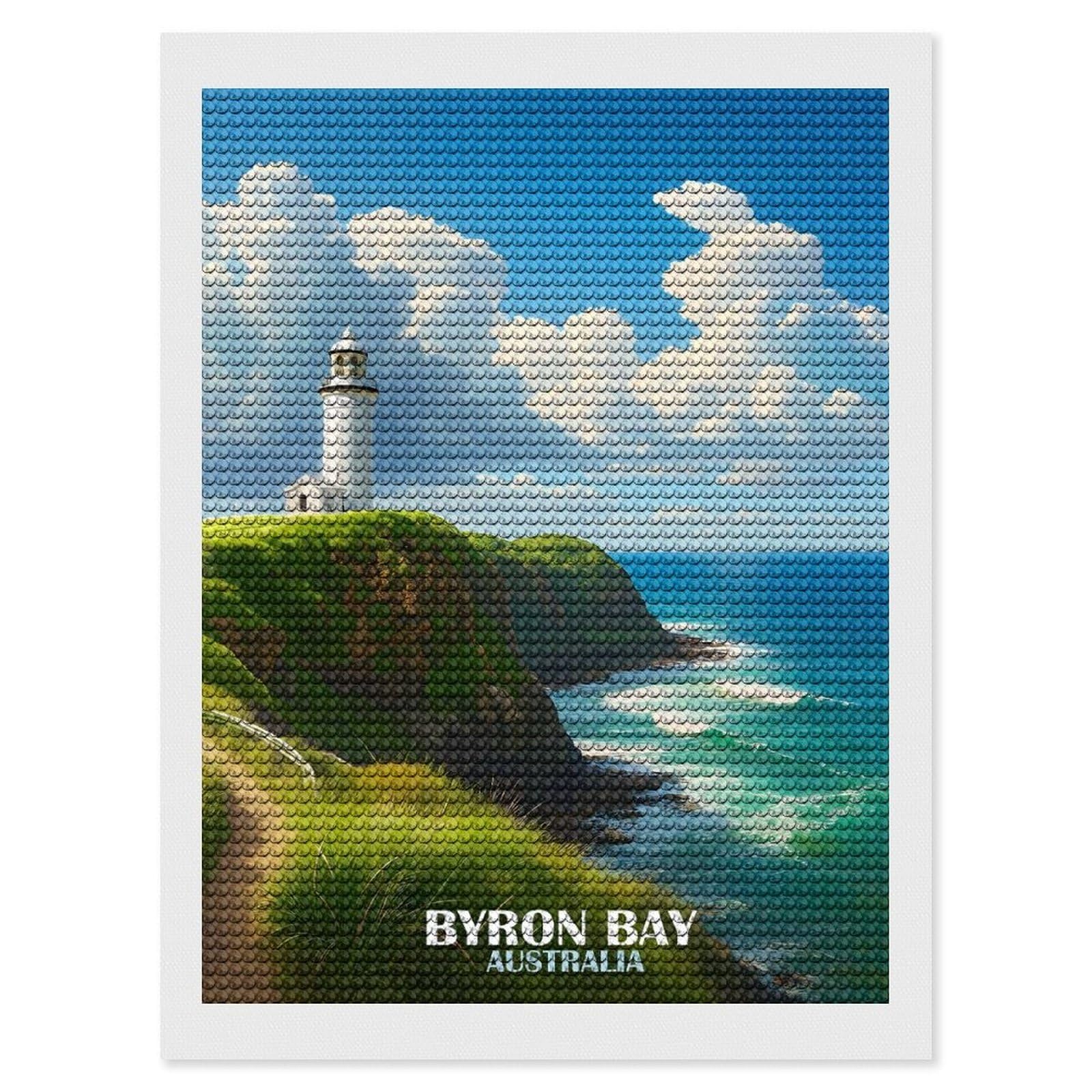 Junmoney Byron Bay Lighthouse, Australia Diamond Art Canvas 12"x16", Easy to Follow Symbols, Finish and Display, Fun Craft Experience, Aesthetic Room Decor
