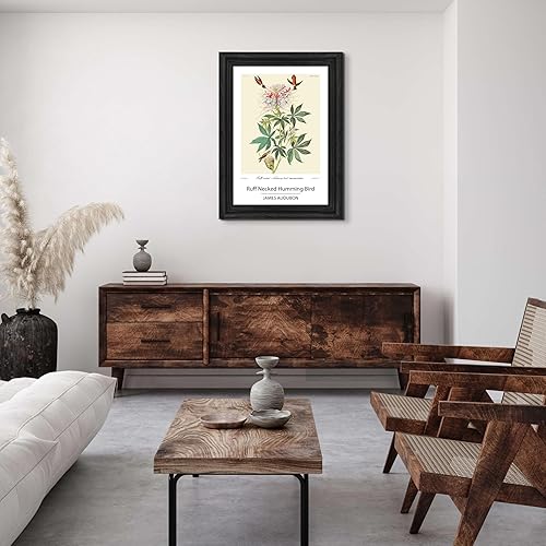 Vista 320 de Towee Bunting by James Audubon - Marco biselado negro de 12 x 16 pulgadas, decoración artística enmarcada para pared, reproducción de pinturas