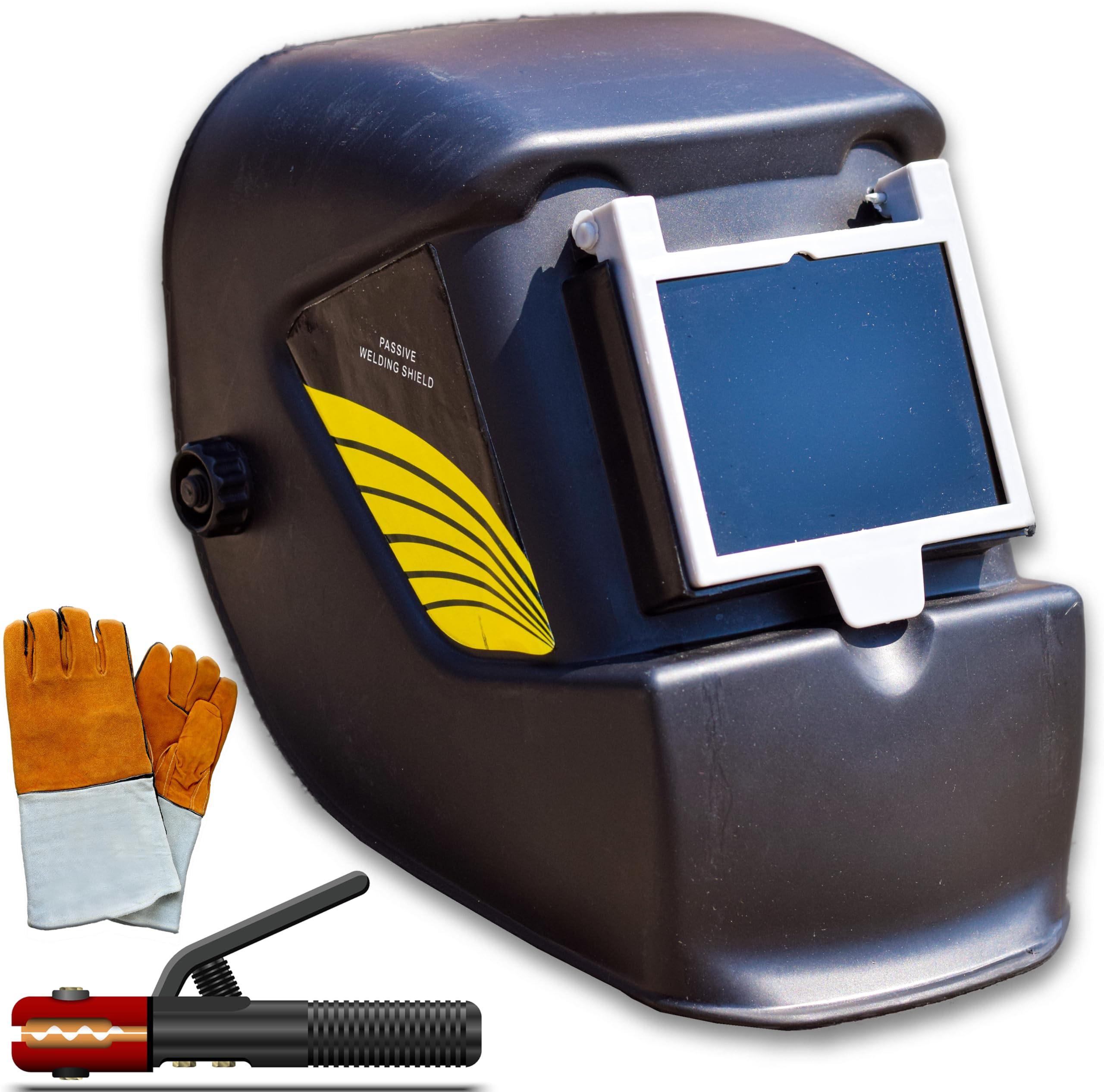 Buildingshop Welding Helmet Glass Mask Shield B&W Glass with Welding Gloves & Welding Holder for Smooth Welding with All Required Tools Welding Helmet (Size - 18) (B0CZ9MLKL4) Amazon Price History, Amazon Price Tracker