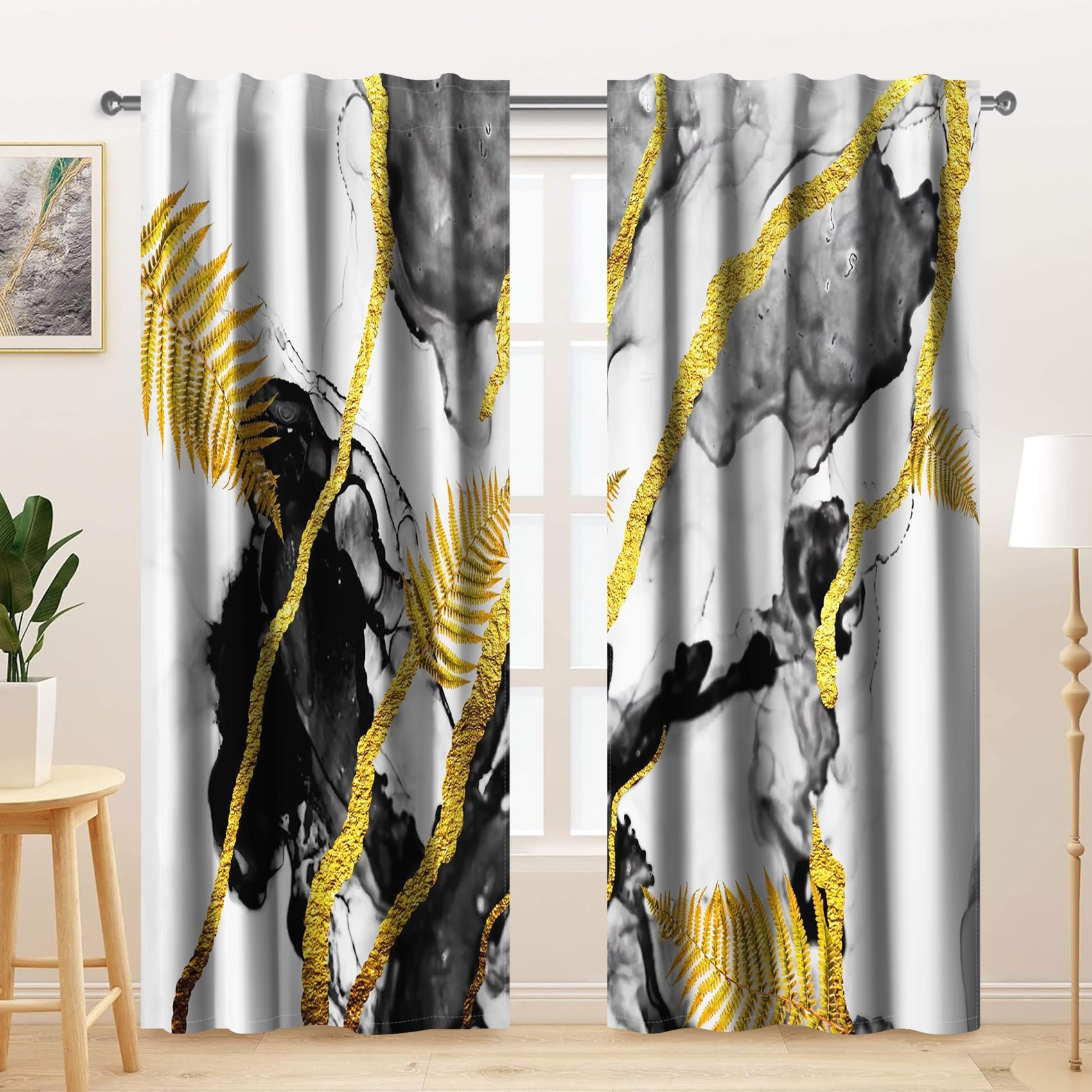 Kzzfqxb Black and White Marble Curtains - Image 2