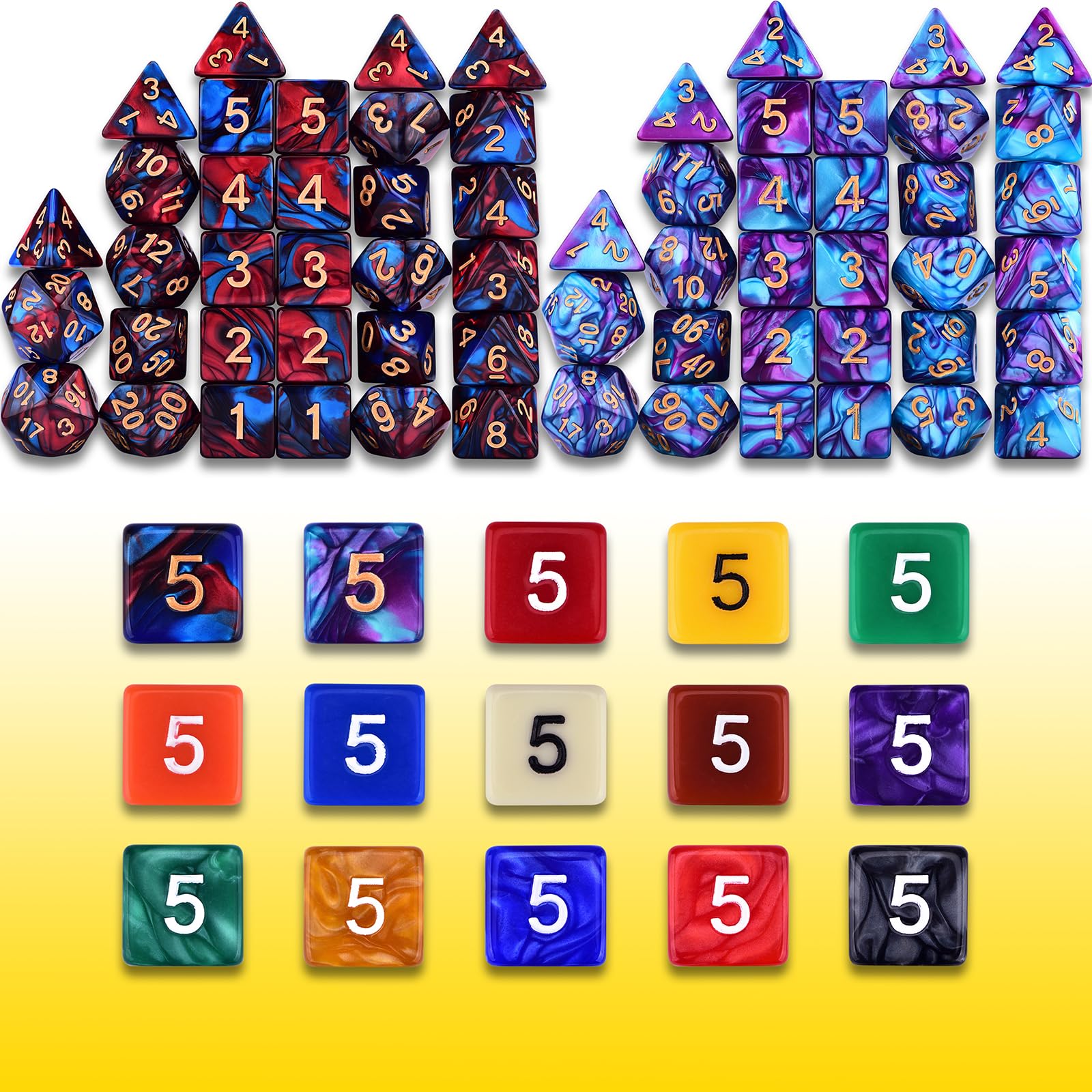 Juego de dados RPG extendidos de 15 x 31 pulgadas, dados poliédricos (465 piezas) para juegos de rol de mesa DND (15 colores, clásico)