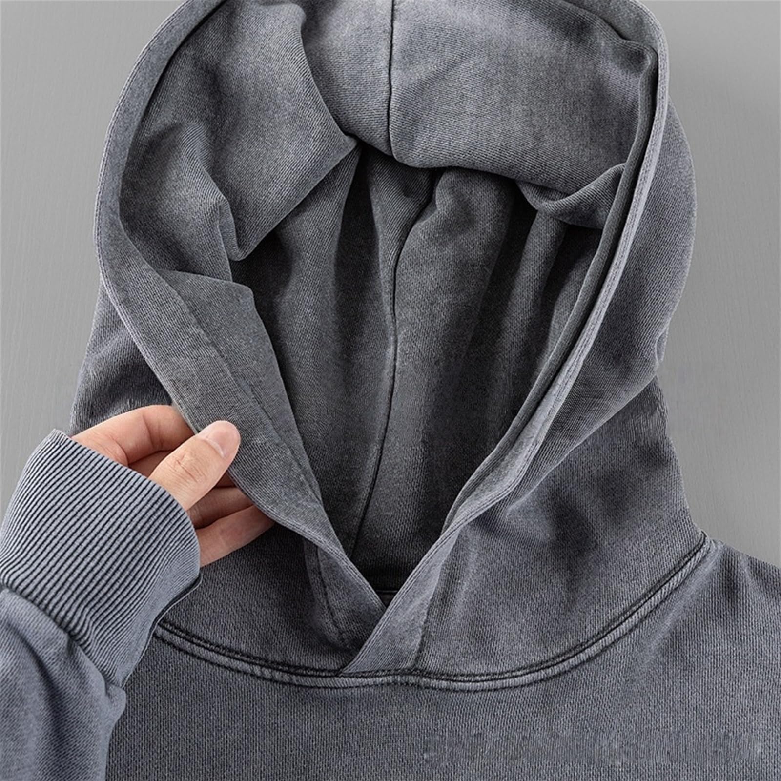 Felpa con cappuccio oversize da uomo, con lavaggio acido, casual, vintage, in pile pesante, stile hip hop, streetwear, unisex