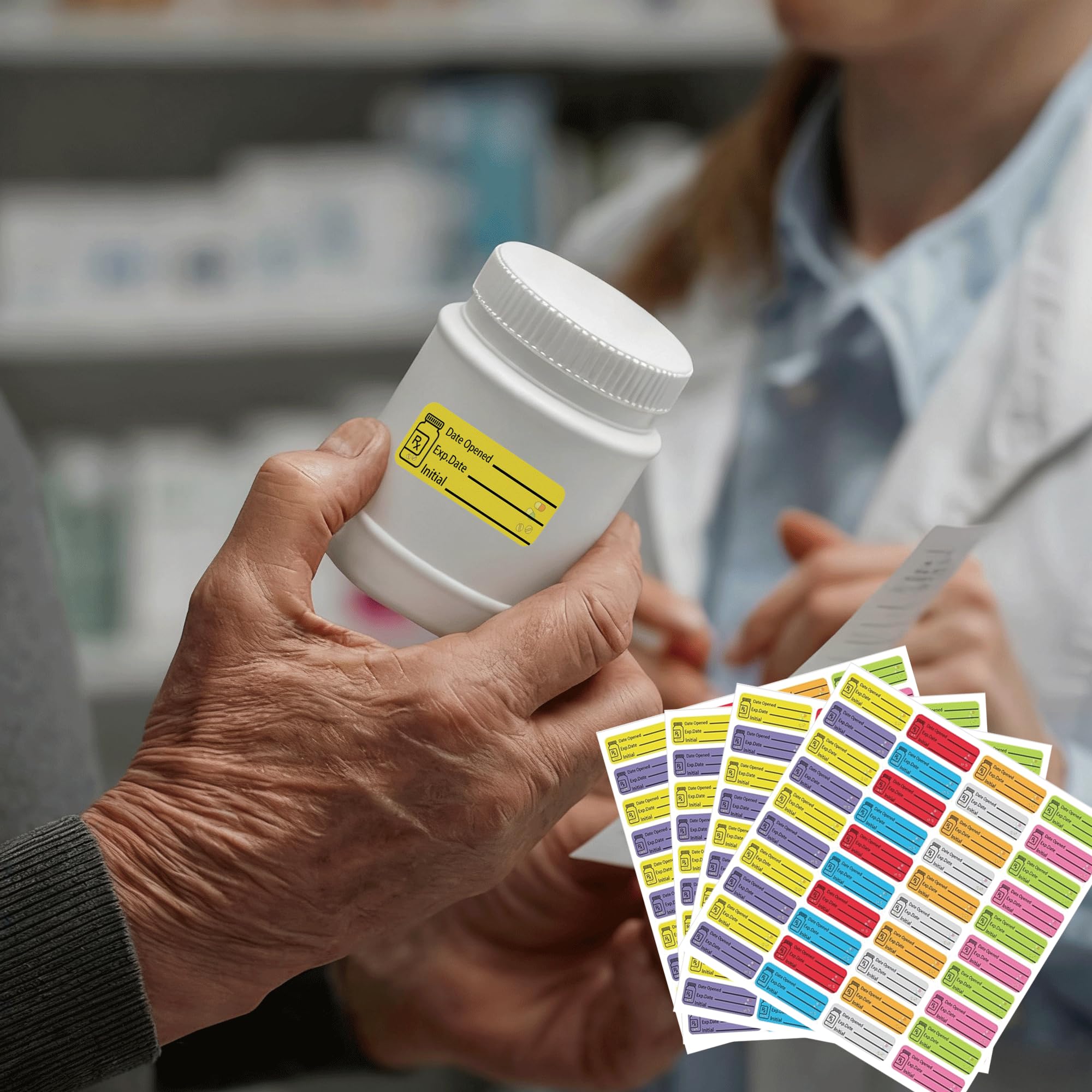 Pharmacy Stickers Medication Expiration Date Stickers - 1000 Pcs Date Opened & Expired Labels 1.5x0.5 Inch Rx Sticker