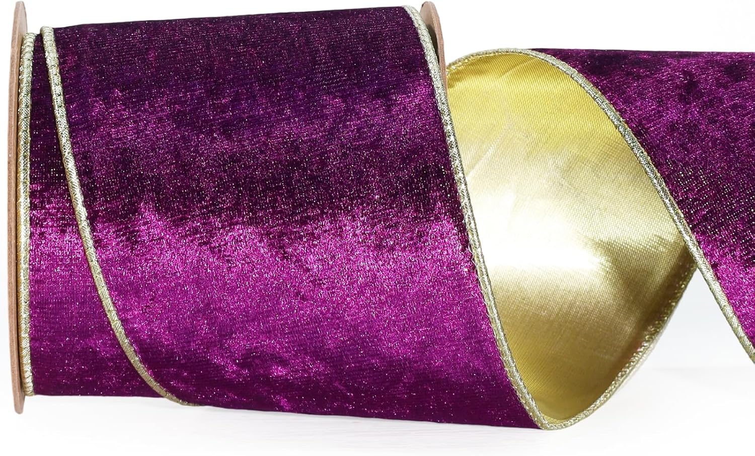 LaRibbons Purple Velvet Wired Ribbon, Luxury Christmas Ribbon for Gift Wrapping, Tree, Wreath Bows, Outdoor and Holiday Decor – 4 Inch x 10 Yards 4 Inch x 10 Yard Purple