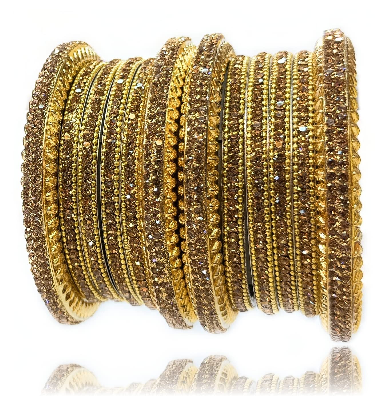 Exotic Brass Bangles set with Cubic Zirconia Stones