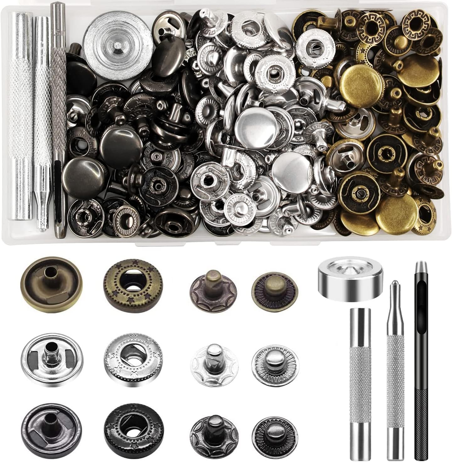 45 Set Snaps for Leather, Leather Snaps and Fasteners Kit