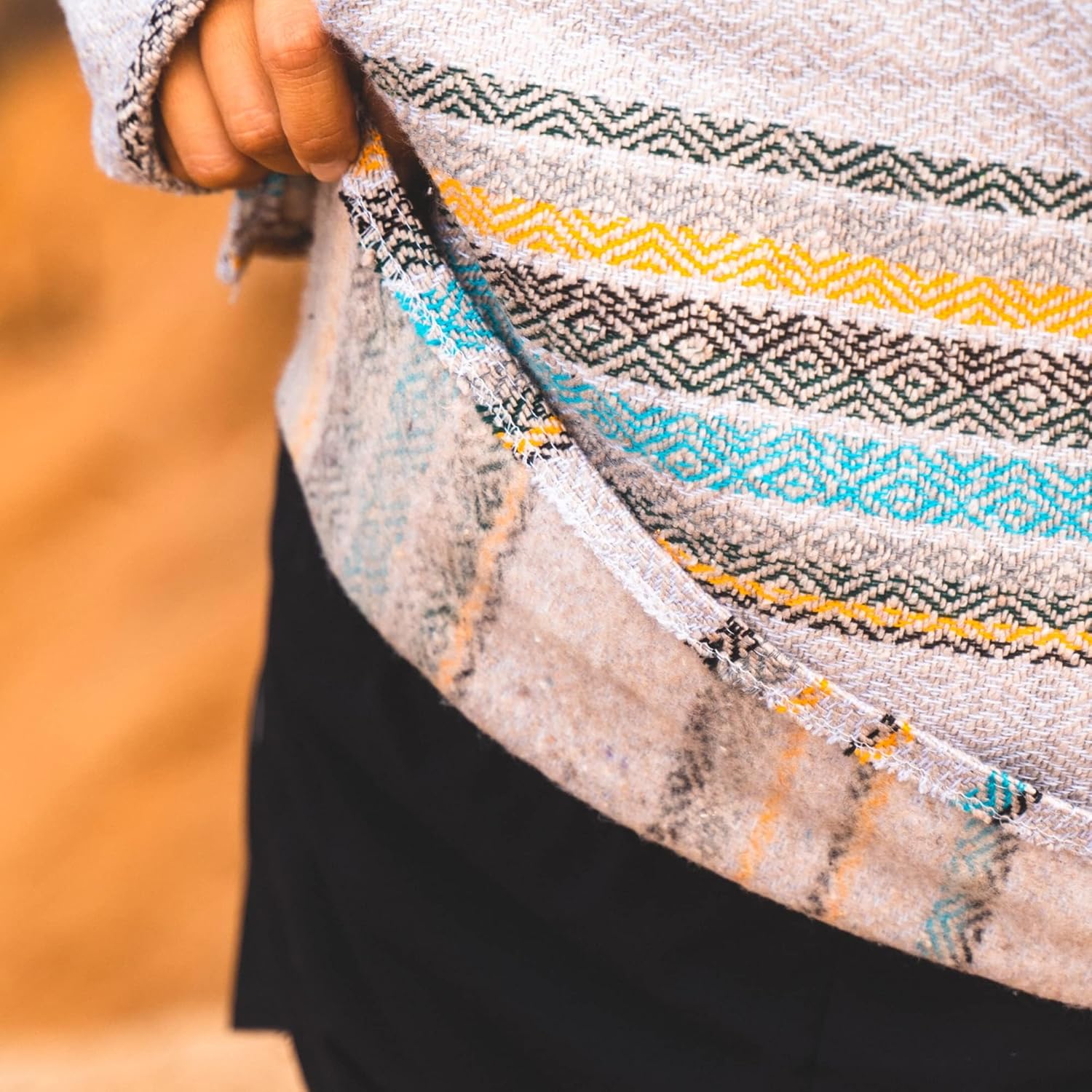 Authentic Mexican Baja Hoodie - Drug Rug Hoodie - Baja Poncho - Grey - Image 6