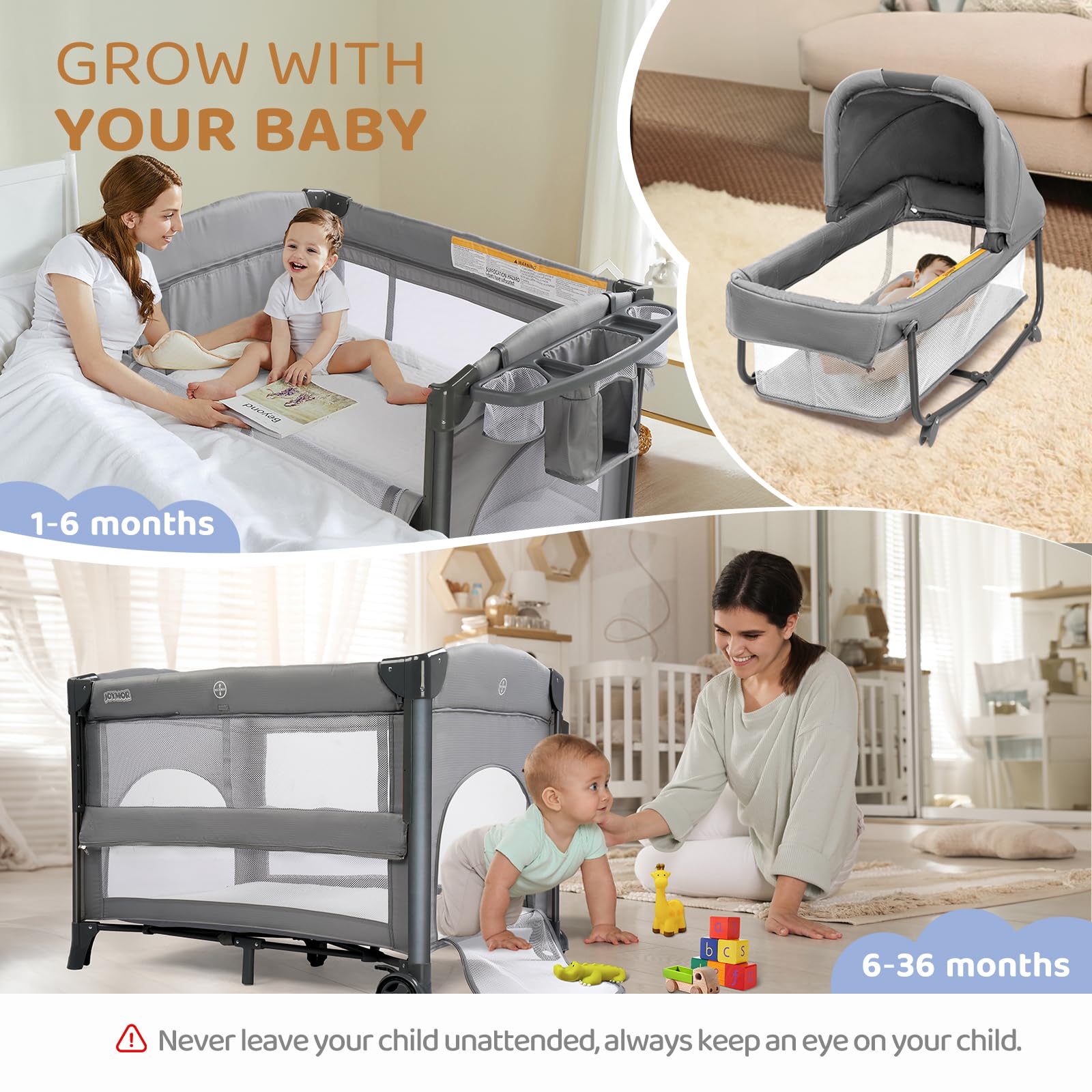 Joymor Twin Bassinet Pack N Play Twin Bassinets For Babies JOYMOR