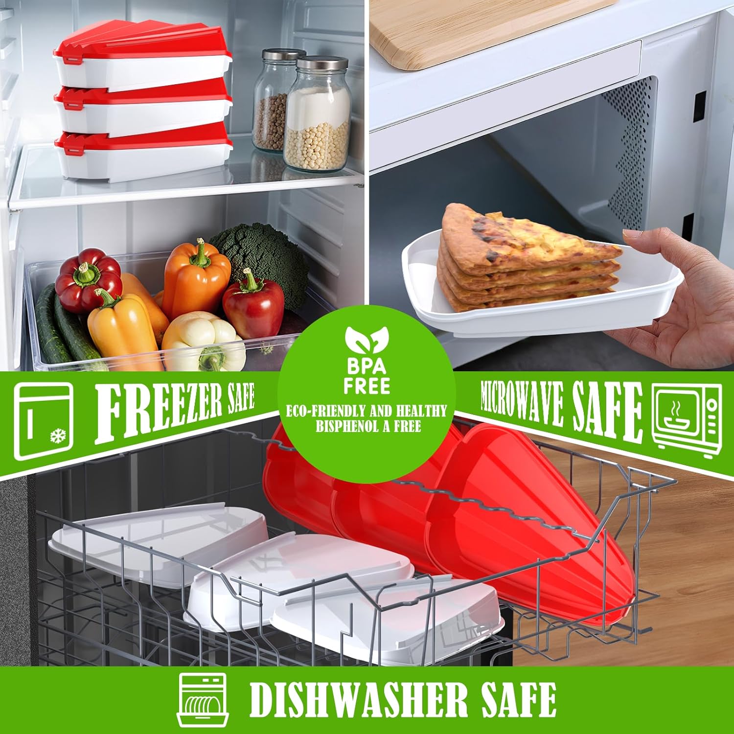 Pizza Storage Container, Expandable Pizza Slice Container, Reusable Pizza Pan Pizza Box Set with Lids to Leftover Organization and Space Saver - Image 6