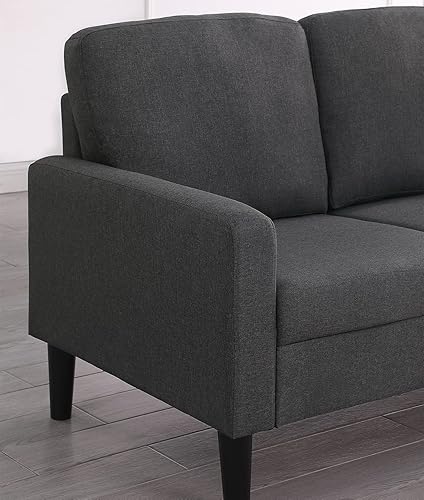 Miniatura 3 de Sofá biplaza de tela moderna de mediados de siglo, sofá de 2 plazas para dormitorio, apartamento, oficina, espacio pequeño (gris oscuro) Gris