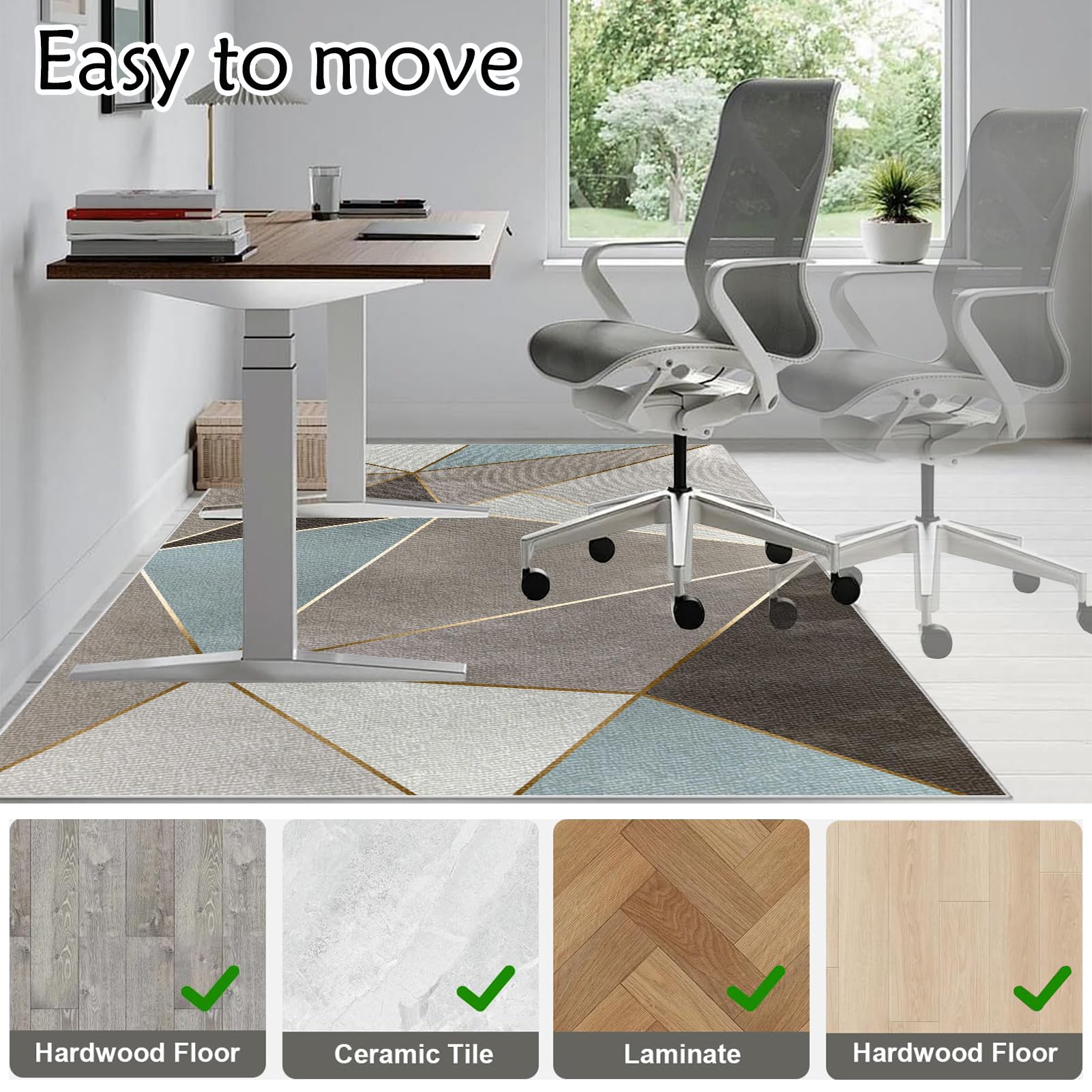 Protectora Suelo para Silla de Oficina, Antideslizante Alfombra Silla Gaming, Alfombrilla de Protección para Suelos Duros, Alfombrilla Protección para Suelos Duros, Laminado, Parqué 100 x 120 cm