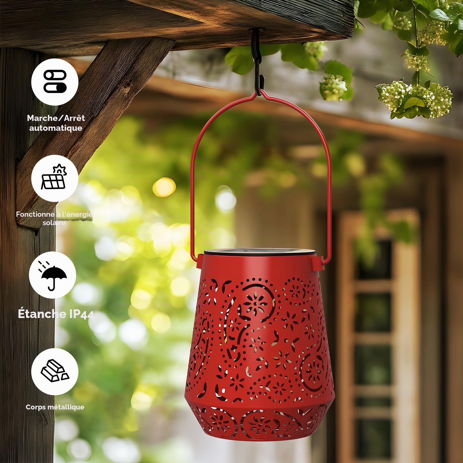 OxyLED Lanterne Solaire Exterieur Jardin IP44 Imperméable 4 Couleurs Lampe Solaire Decorative