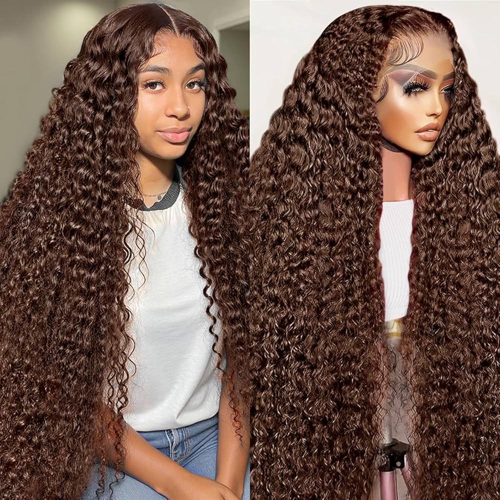 Amazon.com : MXTQO 30 Inch Chocolate Brown Deep Wave Lace Front