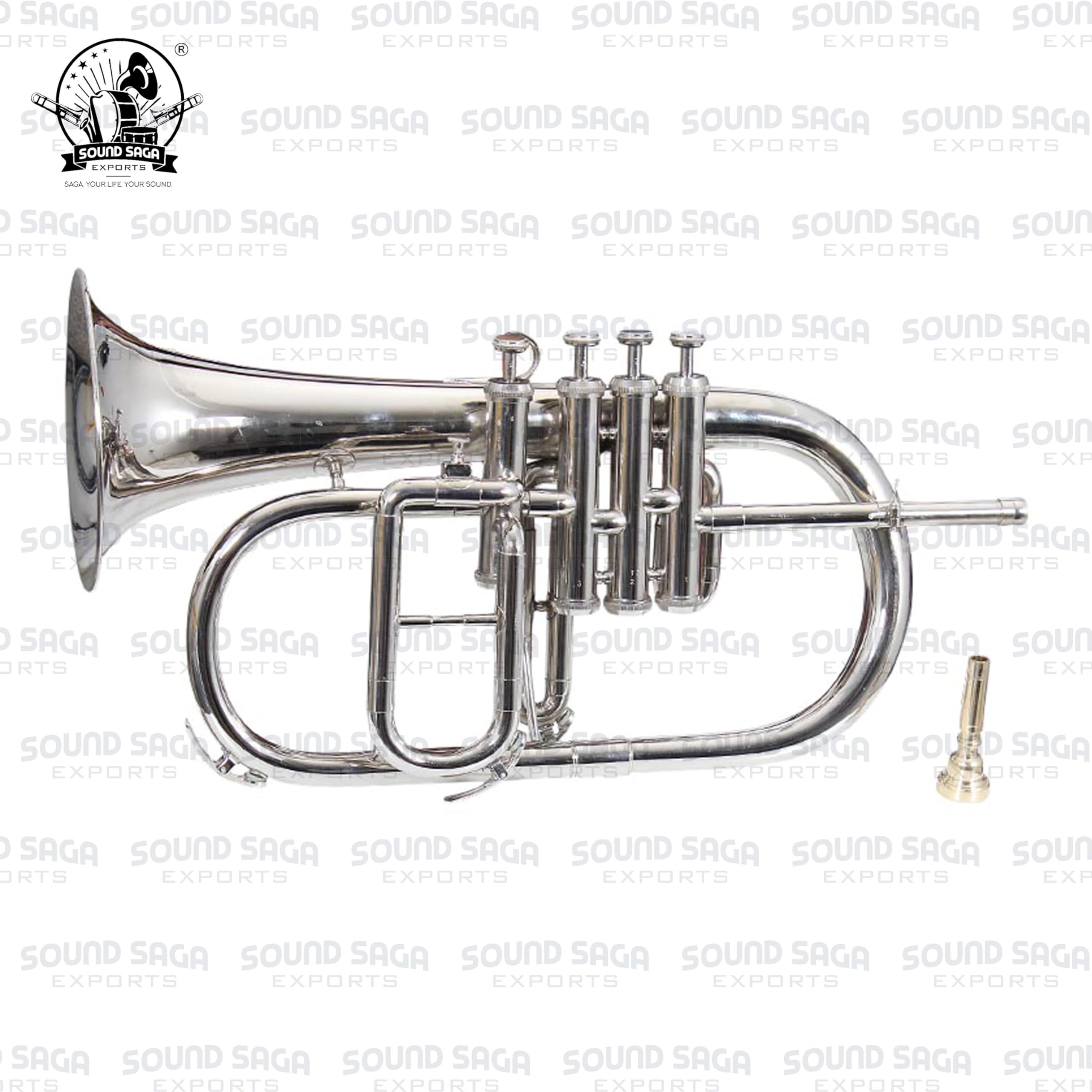 SoundSaga Sound Saga® - Tromba a 4 valvole in Sib, in ottone di alta qualità, con custodia rigida e bocchino (nichel)