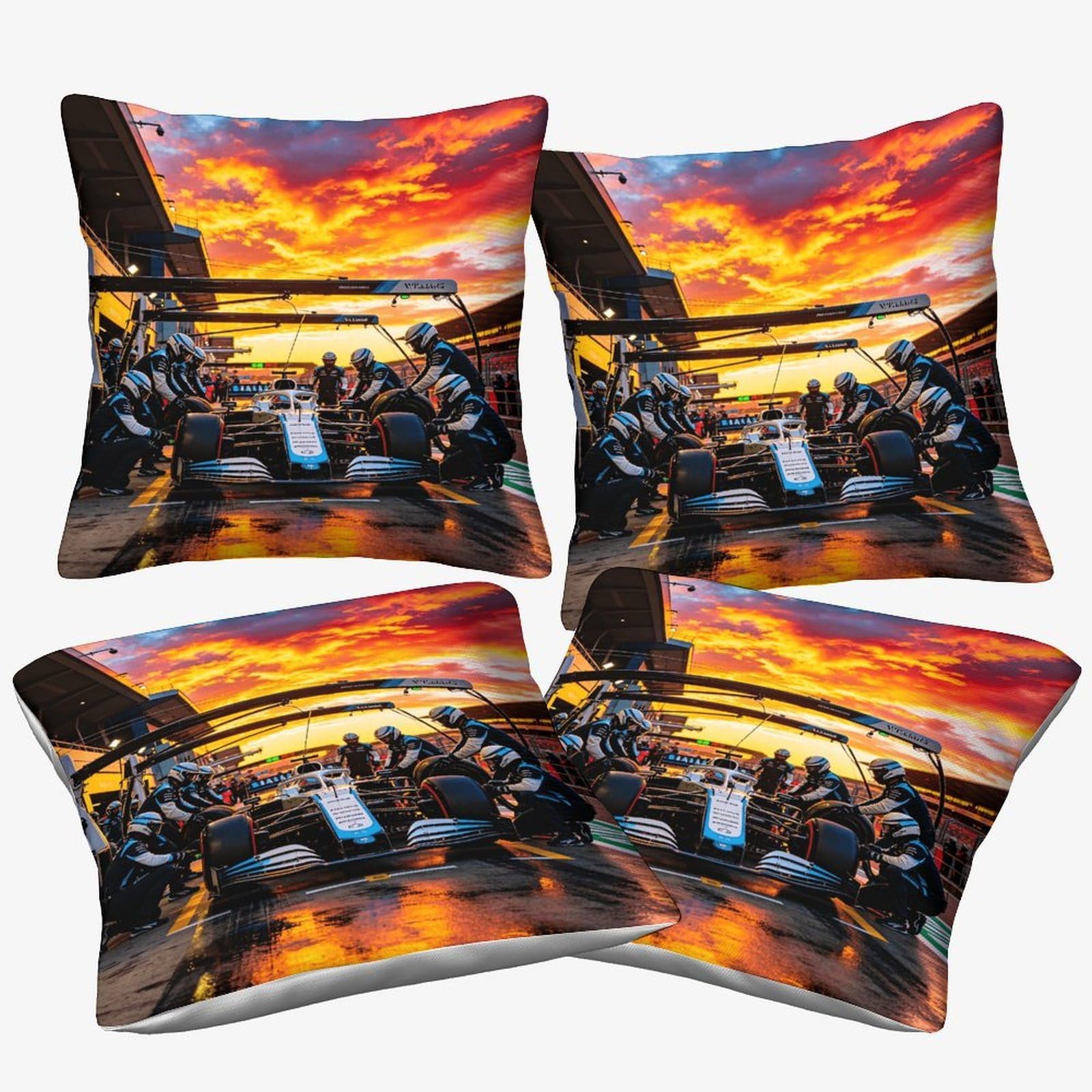 Dafufbw Formulaa Racing-7 Formulaa Racing Microfiber Throw Pillow Case, 50X50cm, 4Pcs, Gift For Wife, Girlfriend, Gift For Couples, Wedding, Pit Stop Cushion Cover For Sofa Couch Bed