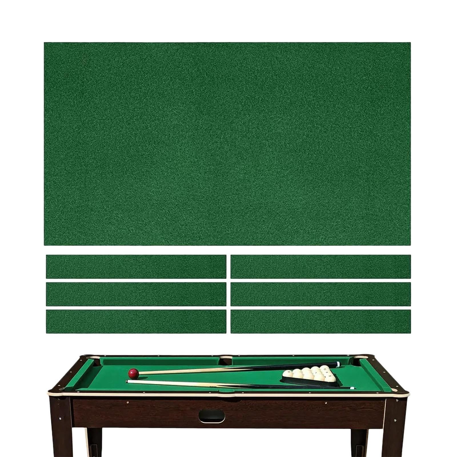 Generico Panno da Biliardo, Tessuto in Feltro con 6 Strisce di Tessuto per Tavoli da Biliardo da 7/8/9 Piedi, Accessori Ricambio in Panno Biliardo per Snooker, Bar, Club, Hotel, ECC,A-7ft