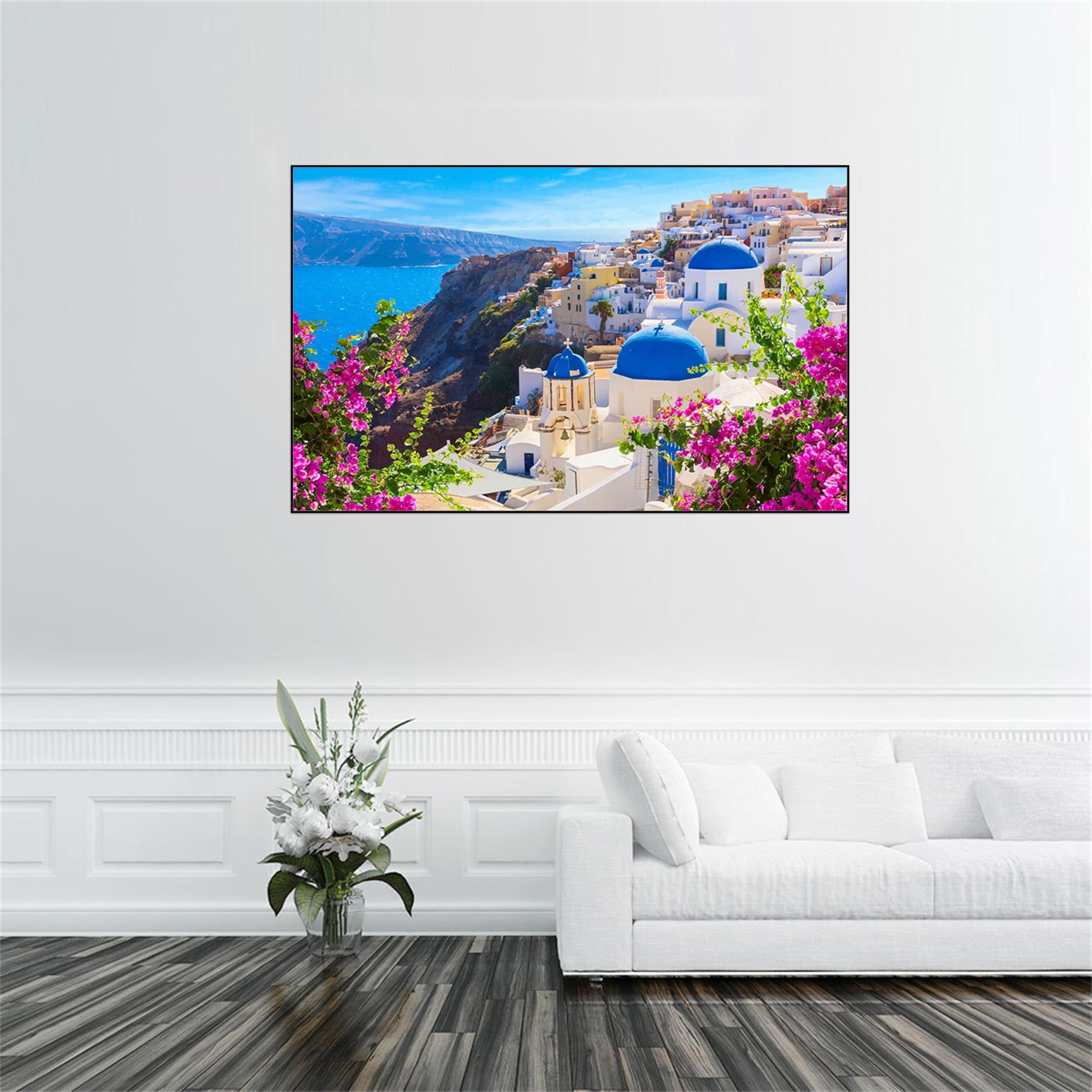 Stadt Leinwandbild Landschaftsbilder-Panorama Bild auf Leinwand-Stadt Gebäude-Schwarzer Rahmen Wandbilder für Wohnzimmer 20x30cm-8x12in