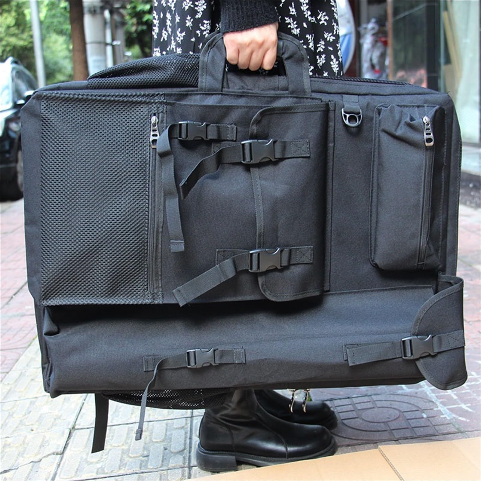 Kunstportfolio Koffer Große Künstlertasche A2 Art Portfolio Rucksack Zeichenbrett Künstlerbedarf Tasche Reise Tragbare Kunsttasche for Künstler(Black)