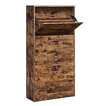 VASAGLE Scarpiera con 3 Ante e vani a Ribalta, Portascarpe in Legno, Perfetto per Stretto Corridoio, Salotto, Soggiorno, Camera da Letto, 60 x 24 x 120 cm (L x P x A), Marrone Vintage