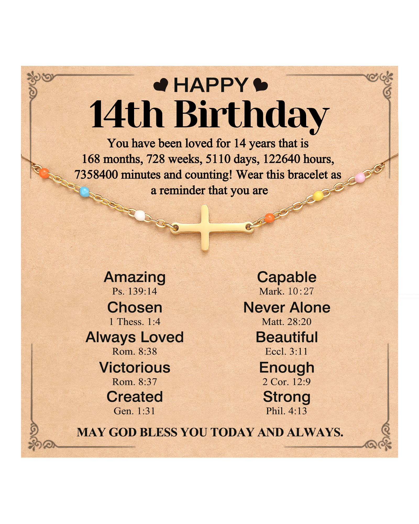 PINKDODO Happy 12th 13th 16th Birthday Gifts for Girls Cross Bracelet 12/13/16 Year Old Girl Birthday Gifts Ideas