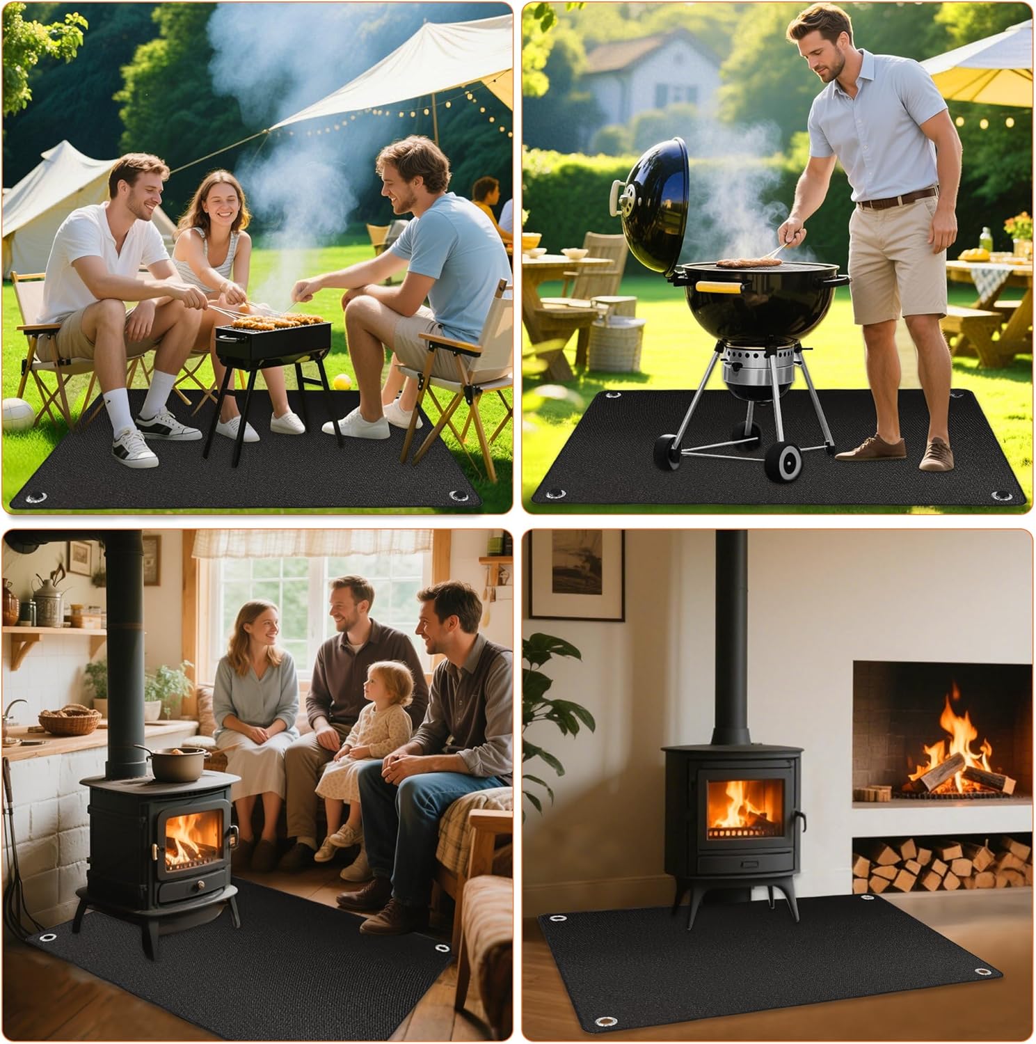Thickened Grill Mat for Outdoor Grill, Double Sided Fireproof BBQ Mats, Outdoor Grill Deck Protector, Fire Pit Pad for Grilling to Protect The Deck, Patio, Pavers - 1mm (65 x 45 x 0.04 Inch)