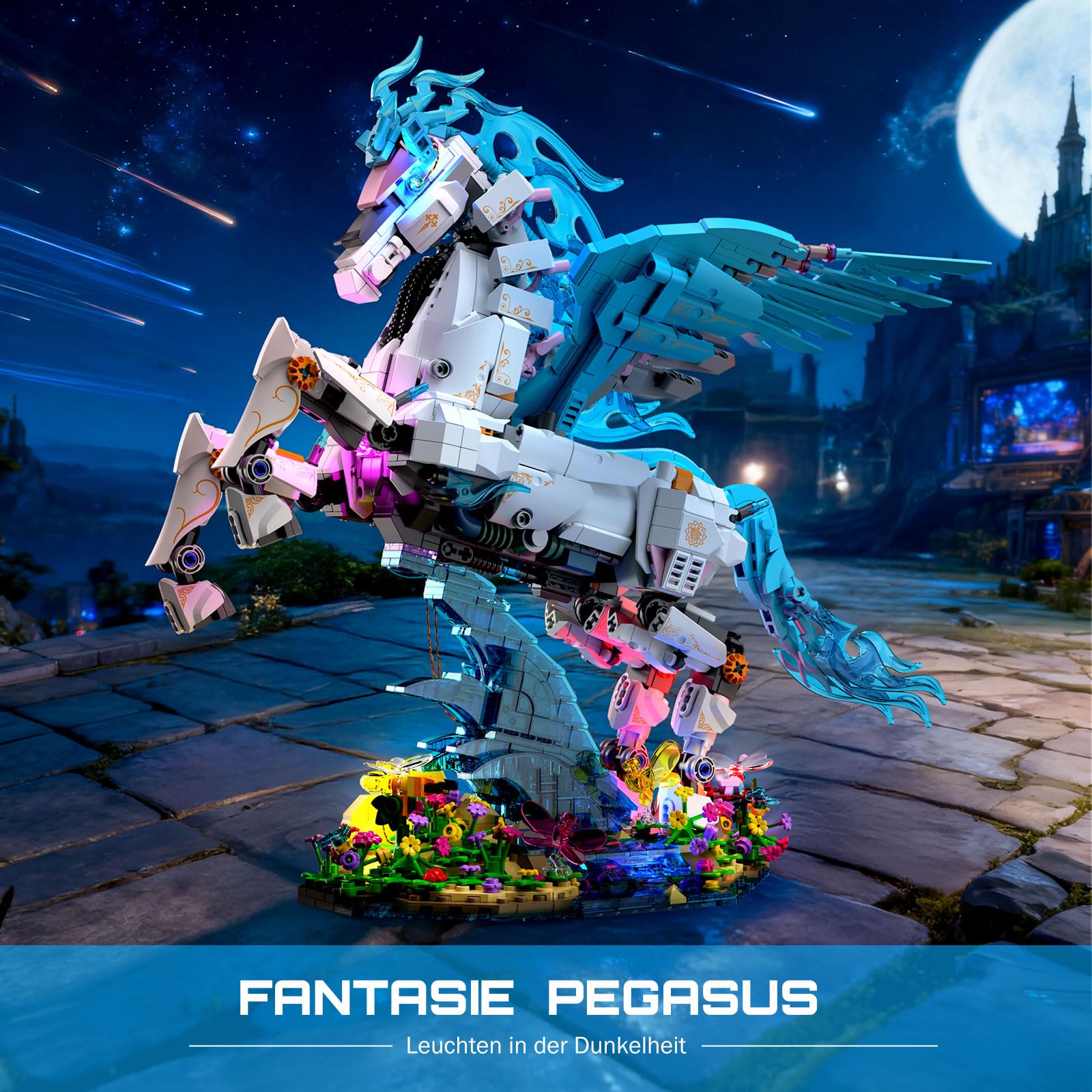 Pegasus Bausatz für Erwachsene und Jugendliche ab 14+, Fantasie Fliegendes Pferd Klemmbausteine Spielzeug Modell, Heimbüro Dekor, Kreatives Geschenk für Mädchen Jungen (1615 Stück)
