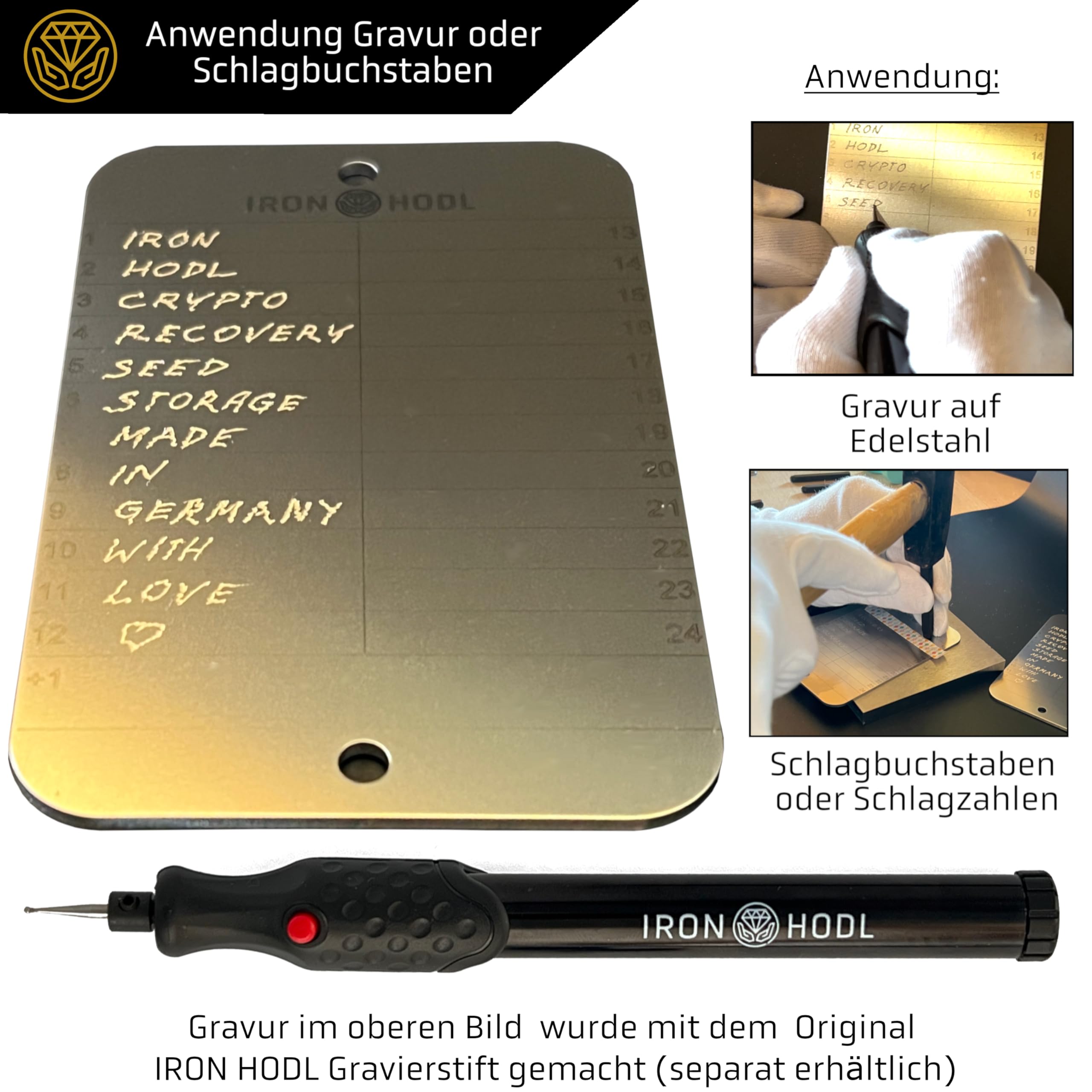 IRON HODL Zwarte stalen portemonnee - 2 mm dik met 25 zaden - metalen plaat  : Amazon.com.be: Mode