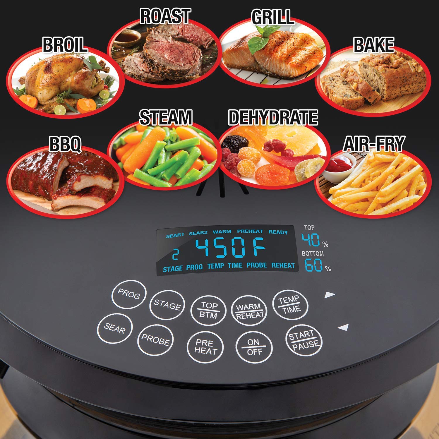 NuWave Primo 1500watt DualHeat Combo Grill Oven with Integrated
